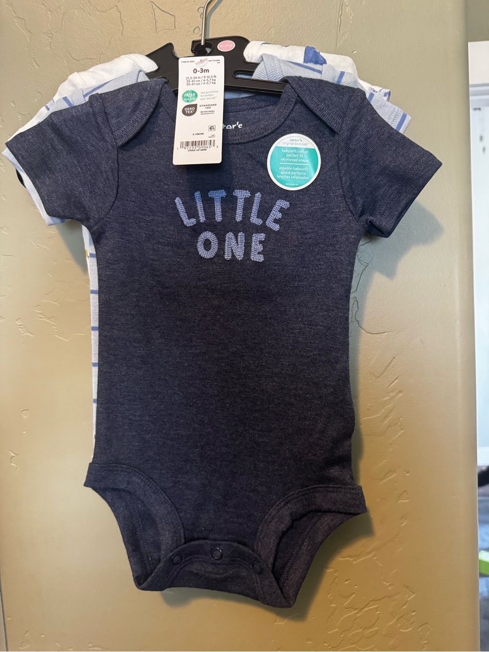 0-3 month Carter's Navy 'Little One' Baby One-Piece Bodysuit NWT